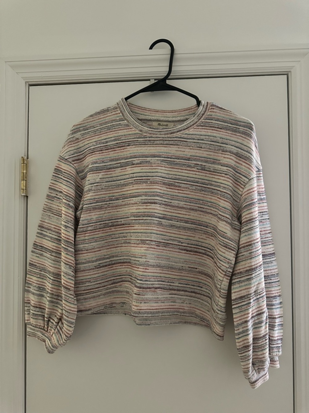 Madewell Striped Crewneck Sweater in Cream, Pink, Blue